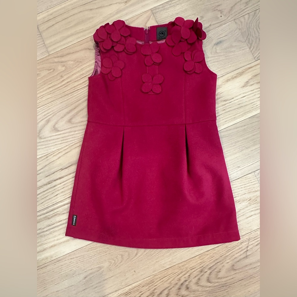 Elegant Red Kids Dress with Floral Accents